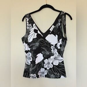 Byerwear Y2K Black and White Floral Tank Top